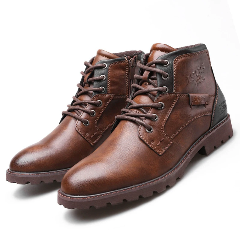 Mens Fashion Combat Boots - Stivaletti da uomo in pelle Taglie