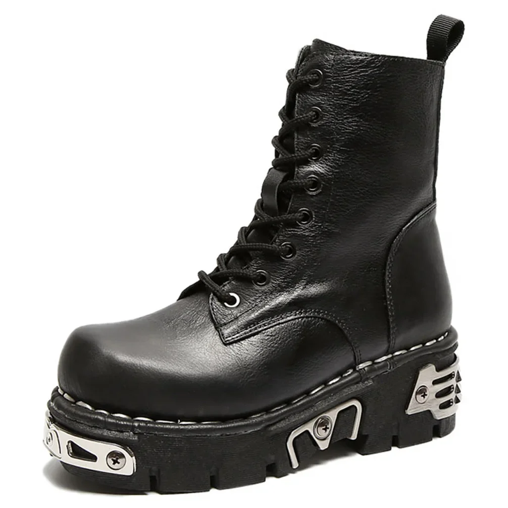 Mens Fashion Combat Boots - Nuovi Stivali da Moto in Vera