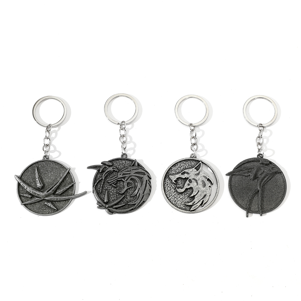 Men Fashion Key - Portachiavi Vintage con Testa di Lupo,