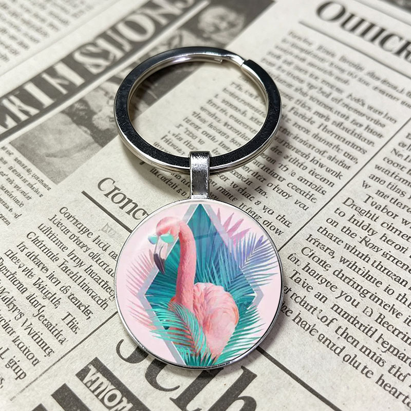 Mens Fashion Style Images - Portachiavi con Cabochon a Tema Fenicottero