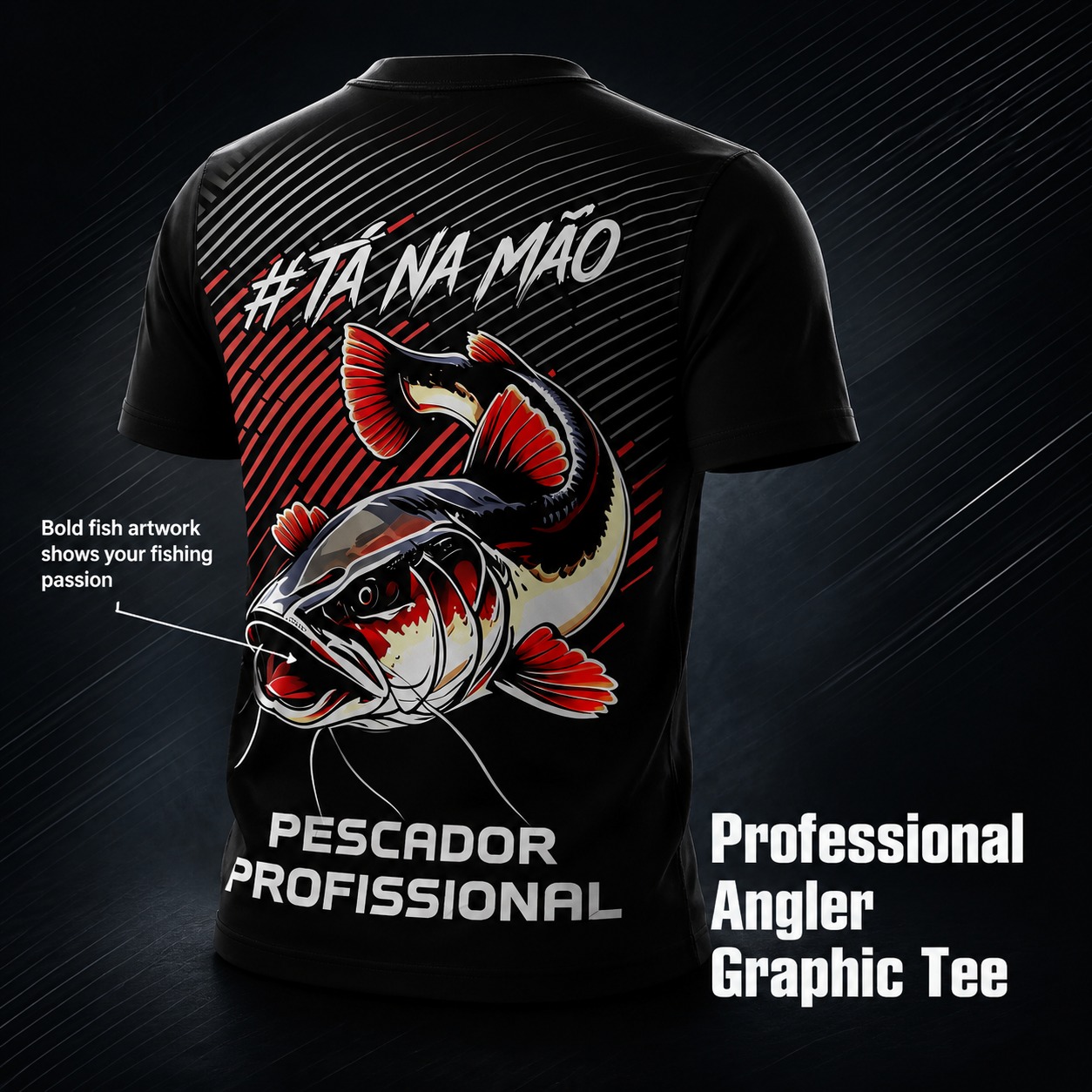 Mens Fashion Style Images - T-shirt girocollo da pescatore, con immagine