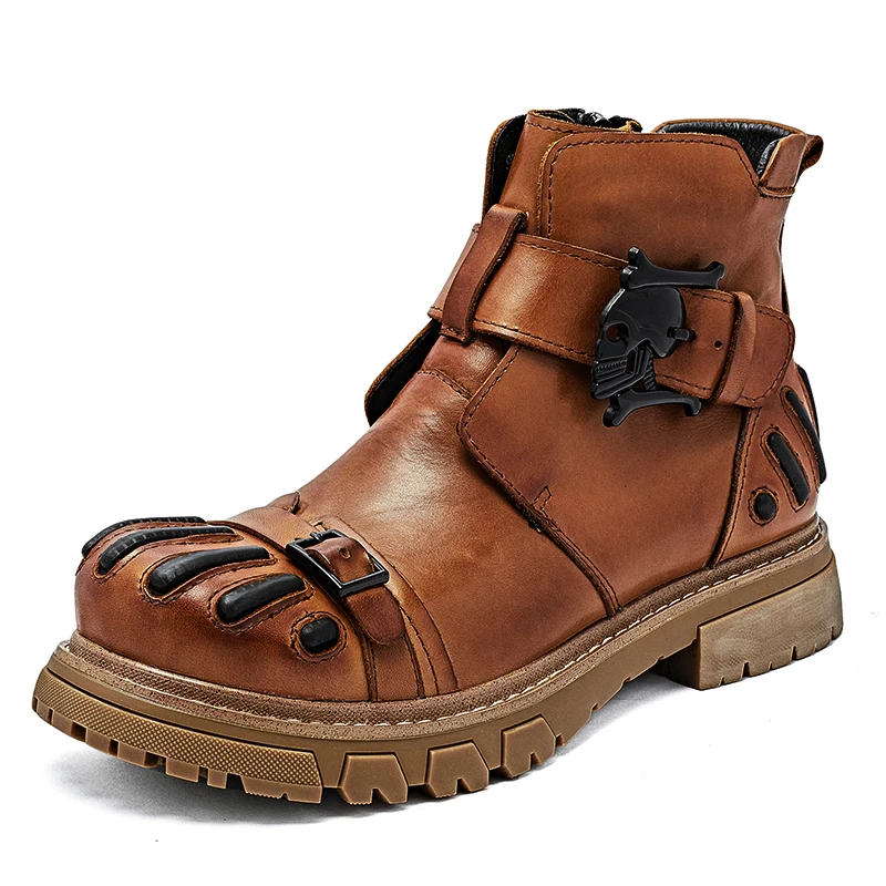 Mens Fashion Combat Boots - Nuovi Stivali da Moto in Vera