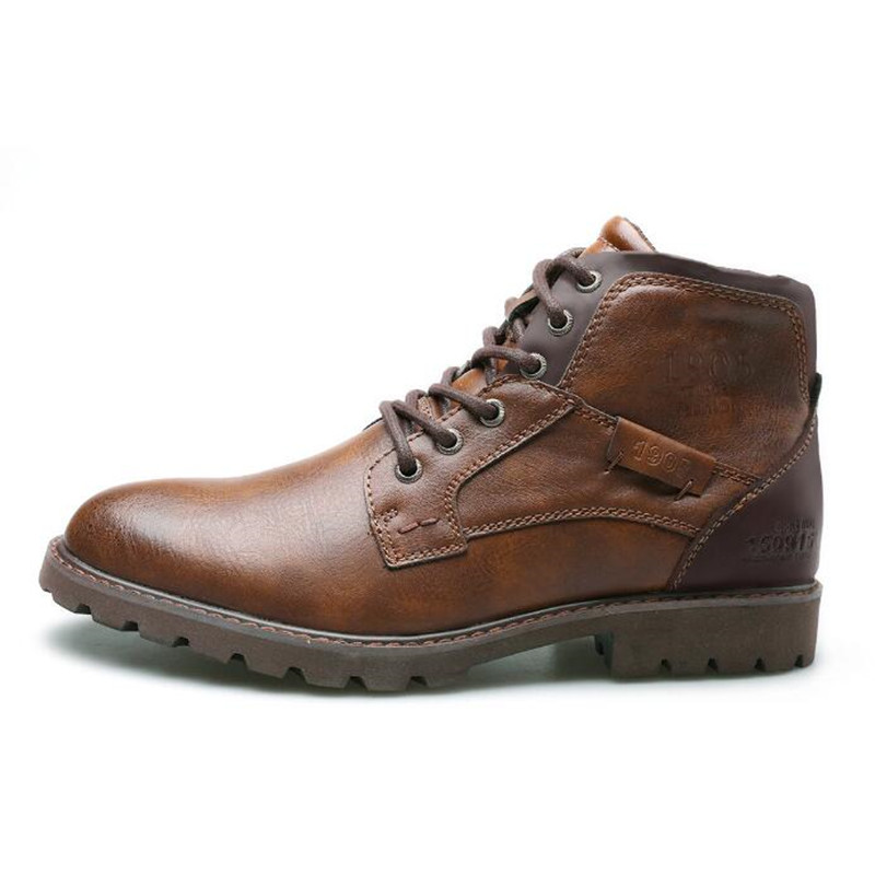 Mens Fashion Combat Boots - Stivali alla Caviglia in Pelle da