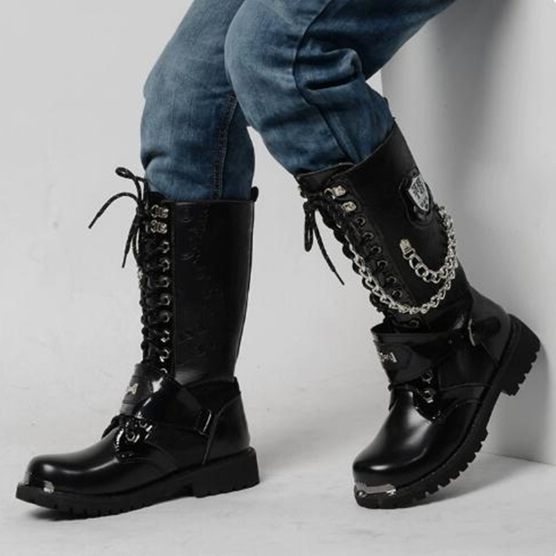 Mens Fashion Combat Boots - Stivali da Moto alla Moda per