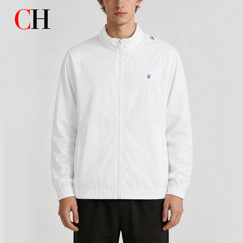 Windbreaker Men Zip - Giacca da uomo bianca con zip,
