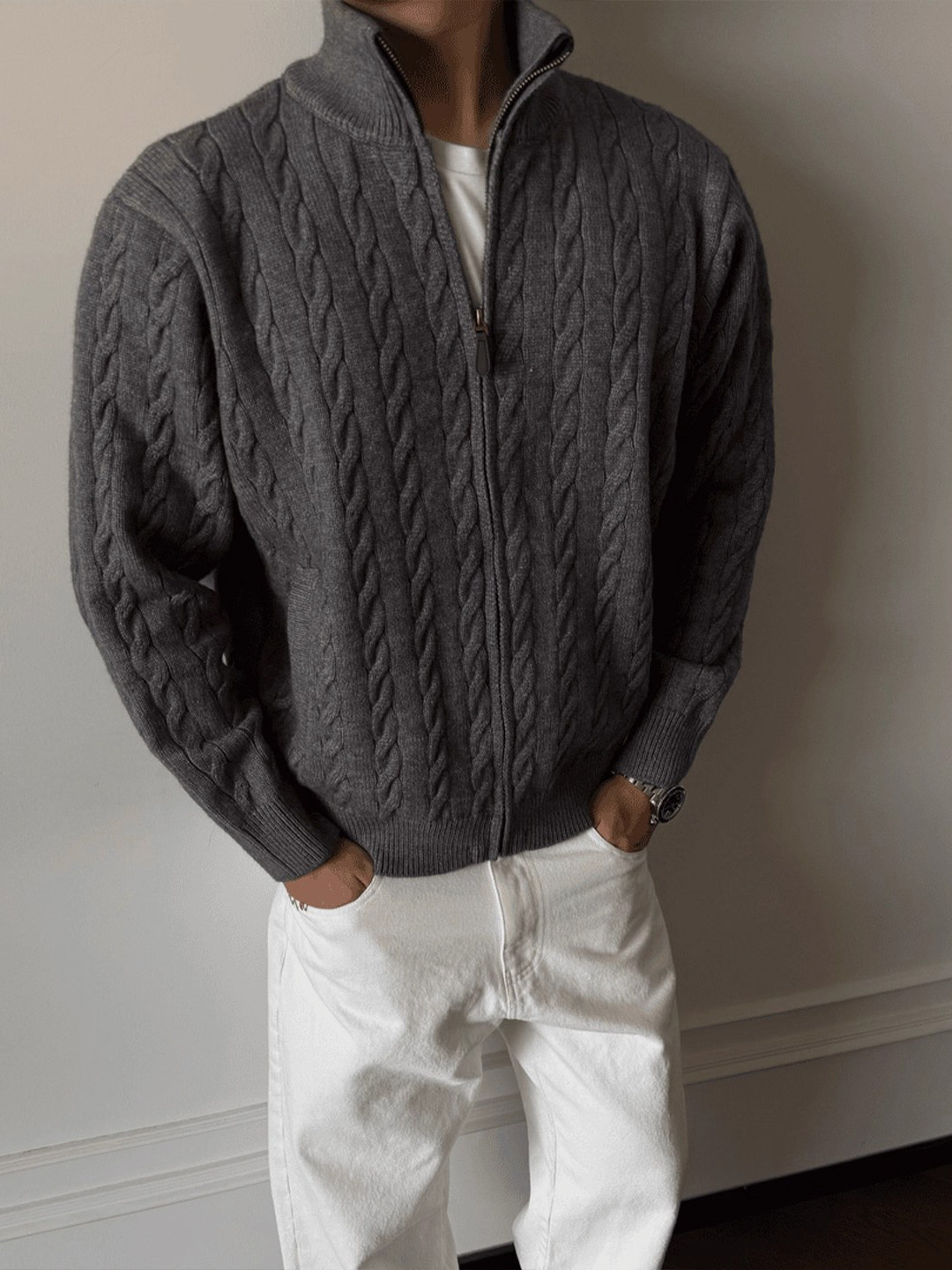 Maglioni con Colletto in Pelli - Mens Fashion Style Images recensione e prezzo