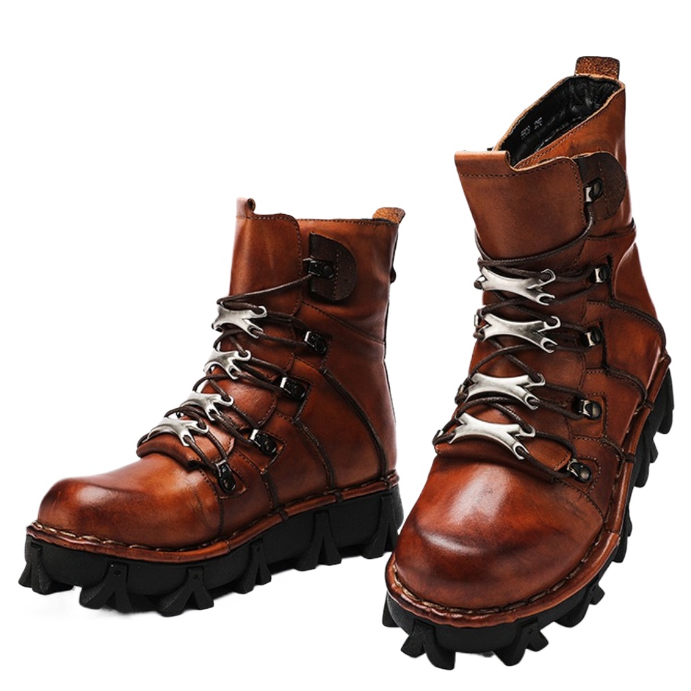 Stivali da Moto in Vera Pelle  - Mens Fashion Combat Boots recensione e prezzo