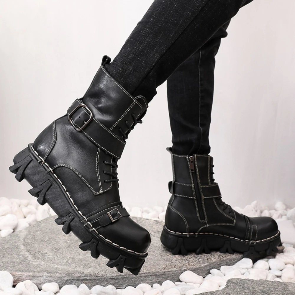 Stivali da moto in vera pelle  - Mens Fashion Combat Boots recensione e prezzo