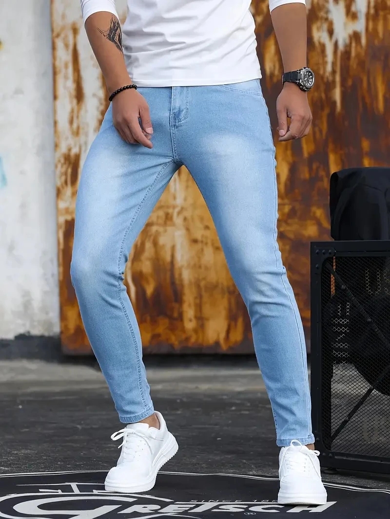 Jeans da Uomo Blu Cielo e Neri - Skinny Jeans Ripped recensione e prezzo